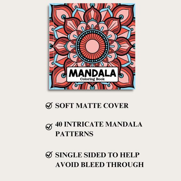 Mandala Coloring Book For Relaxation And Meditation 8.5 x 8.5  40 Unique Designs - Picture 6 of 6